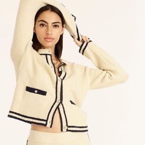 J. Crew NWT Bouclé Cotton Cardigan Sweater Nautical Lady Sz M